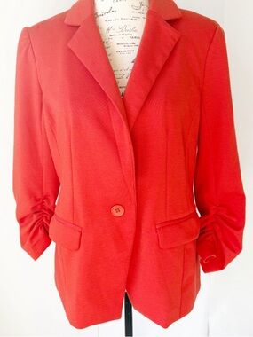 ECI Orange brick Women's Tailored Blazer with Ruched Sleeve Detail